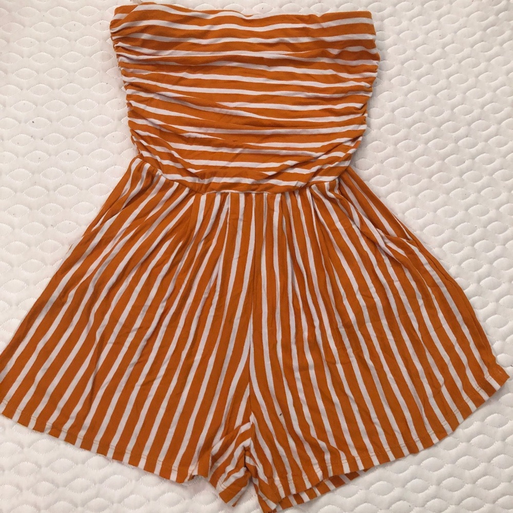 Yellow and white striped romper